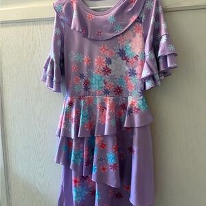 Floral Ruffle Dress in Purple and Pink